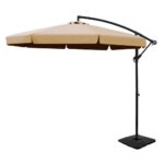 Instahut Umbrella Outdoor Parasol Cantilever Stand UV Garden Deck Base Beige 3M