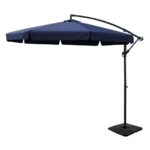 Instahut Umbrella Outdoor Parasol Cantilever Stand UV Garden Deck Base Navy 3M