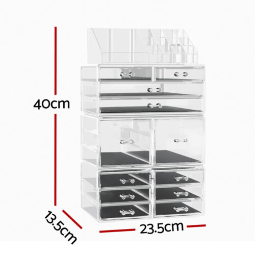 Embellir Makeup Case Acrylic Cosmetic Organizer Storage Box Jewellery Holder - Image 2