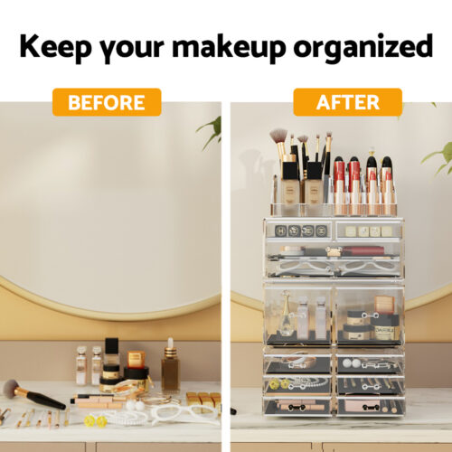 Embellir Makeup Case Acrylic Cosmetic Organizer Storage Box Jewellery Holder - Image 6