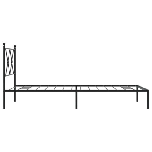Metal Bed Frame with Headboard Black 90x190cm - Image 5