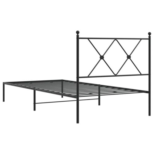 Metal Bed Frame with Headboard Black 90x190cm - Image 6