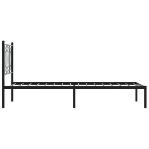 Metal Bed Frame with Headboard Black 90x190cm - Image 5