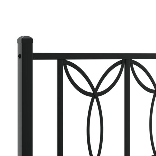 Metal Bed Frame with Headboard Black 90x190cm - Image 7