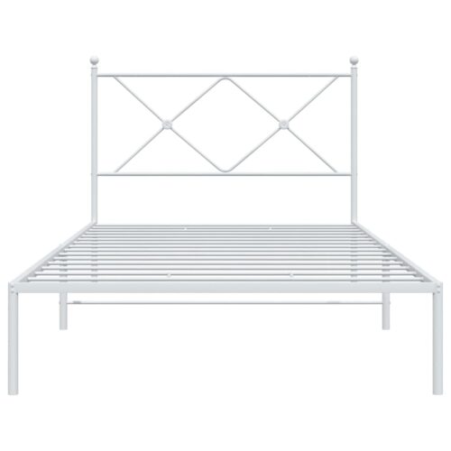 Metal Bed Frame with Headboard White 107x203cm King Single - Image 4