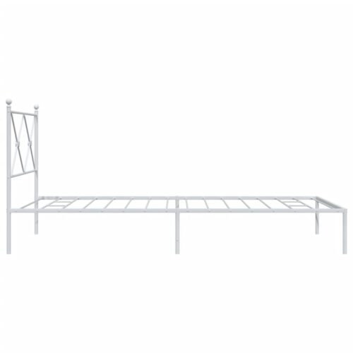 Metal Bed Frame with Headboard White 107x203cm King Single - Image 5