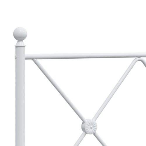 Metal Bed Frame with Headboard White 107x203cm King Single - Image 7