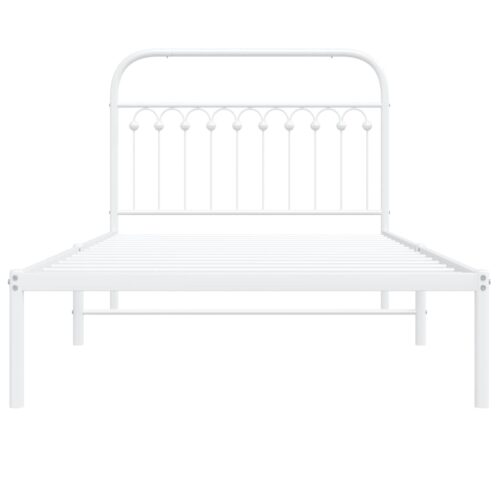 Metal Bed Frame with Headboard White 107x203cm King Single - Image 4