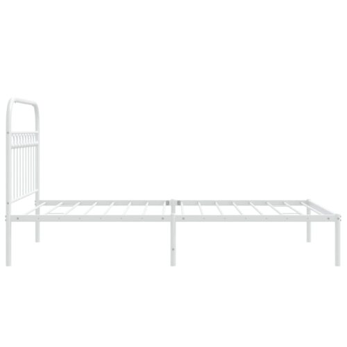 Metal Bed Frame with Headboard White 107x203cm King Single - Image 5