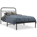 Metal Bed Frame with Headboard Black 107x203cm King Single