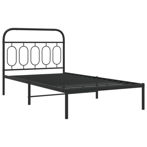 Metal Bed Frame with Headboard Black 107x203cm King Single - Image 2