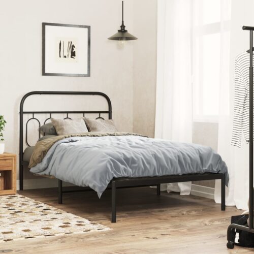Metal Bed Frame with Headboard Black 107x203cm King Single - Image 3