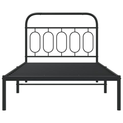 Metal Bed Frame with Headboard Black 107x203cm King Single - Image 4