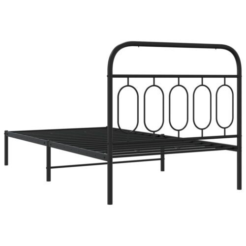 Metal Bed Frame with Headboard Black 107x203cm King Single - Image 6