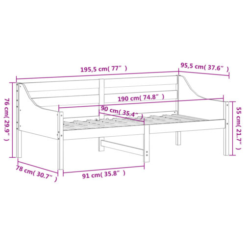Day Bed White 90x190cm Solid Wood Pine - Image 9