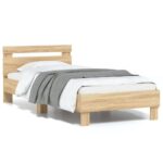 Bed Frame with Headboard Sonoma Oak 90x190cm