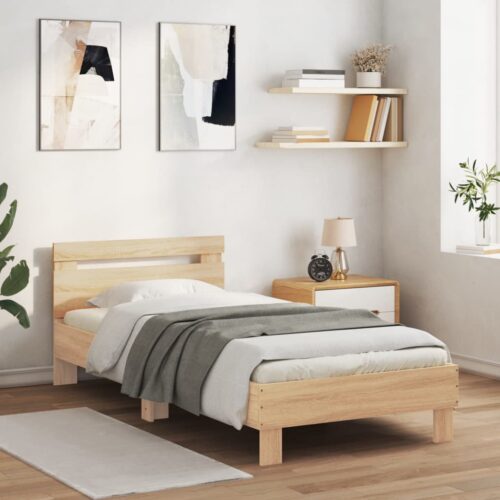 Bed Frame with Headboard Sonoma Oak 90x190cm - Image 3
