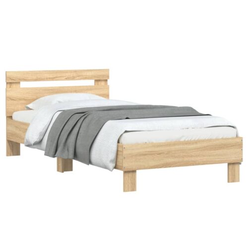 Bed Frame with Headboard Sonoma Oak 90x190cm - Image 4