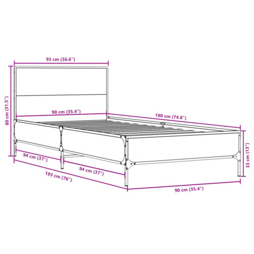 Bed Frame Black 90x190cm - Image 9