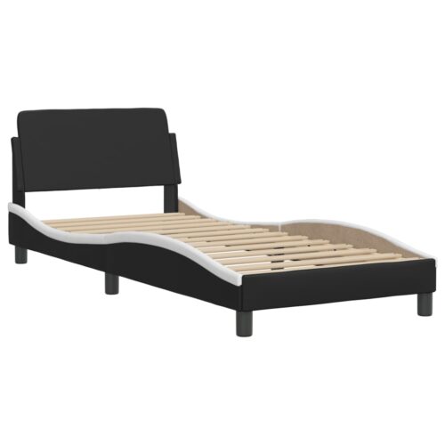 Bed Frame with LED "Hvar" Black and White 90x190cm - Image 7