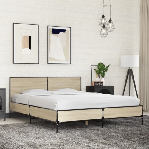 Bed Frame Sonoma Oak 150x200cm - Image 3
