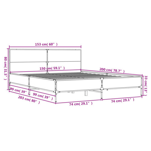 Bed Frame Sonoma Oak 150x200cm - Image 9