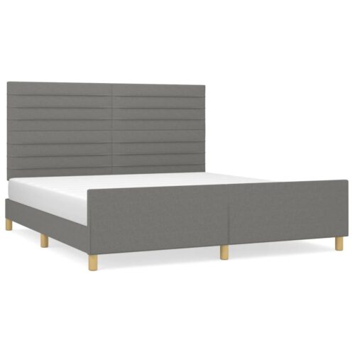 Bed Frame Dark Grey 152x203cm Queen Fabric