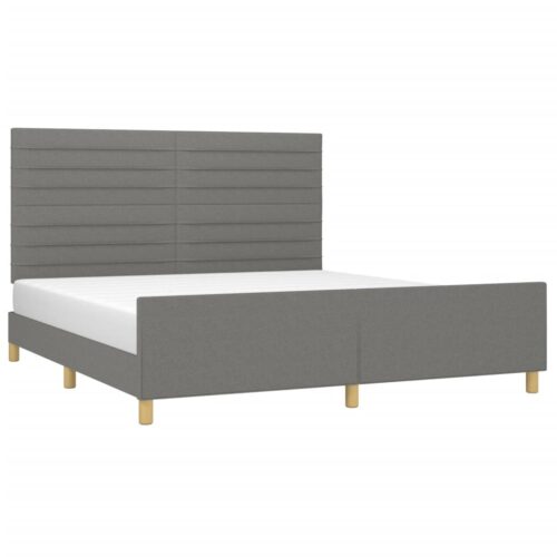 Bed Frame Dark Grey 152x203cm Queen Fabric - Image 3