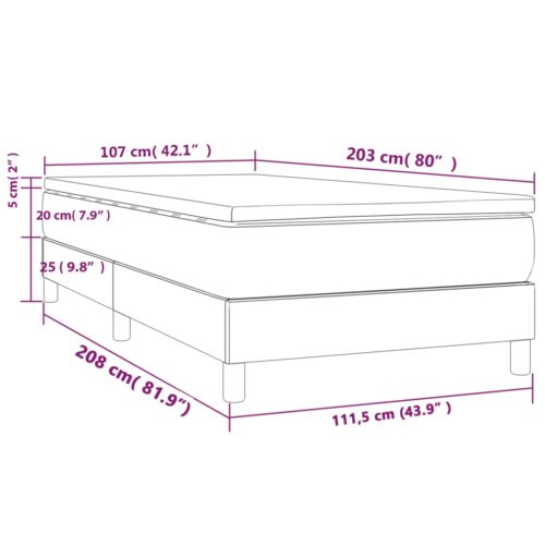 Box Spring Bed with Mattress Black 106x203cm King Single Size Velvet - Image 10