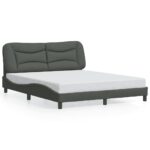 Bed Frame "Hvar" Dark Grey 152x203cm Queen Fabric