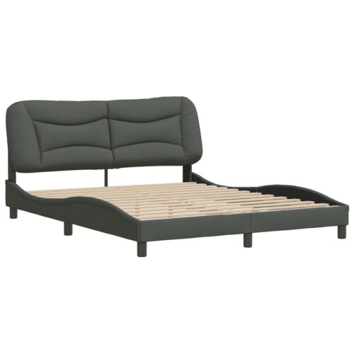 Bed Frame "Hvar" Dark Grey 152x203cm Queen Fabric - Image 2
