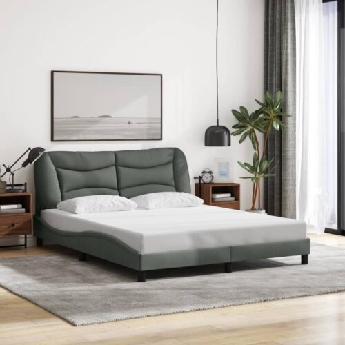 Bed Frame "Hvar" Dark Grey 152x203cm Queen Fabric - Image 3