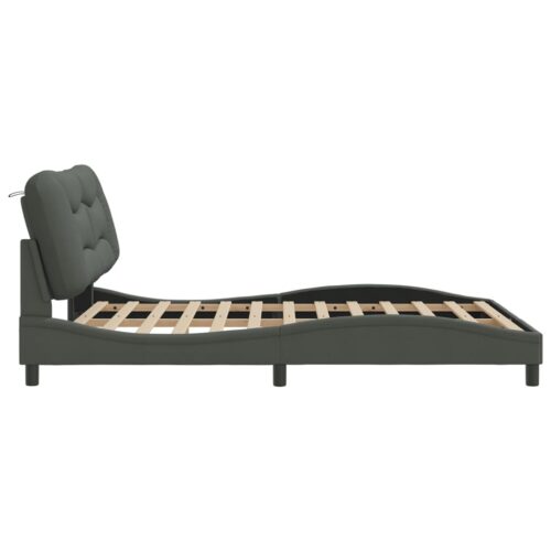Bed Frame "Hvar" Dark Grey 152x203cm Queen Fabric - Image 6