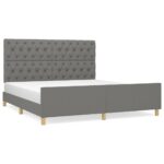 Bed Frame Dark Grey 152x203cm Queen Fabric