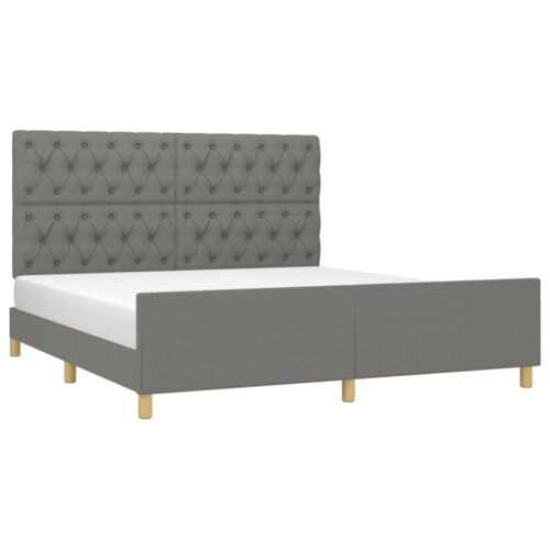 Bed Frame Dark Grey 152x203cm Queen Fabric - Image 3