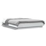 Bed Frame with LED Lights White 135x190cm