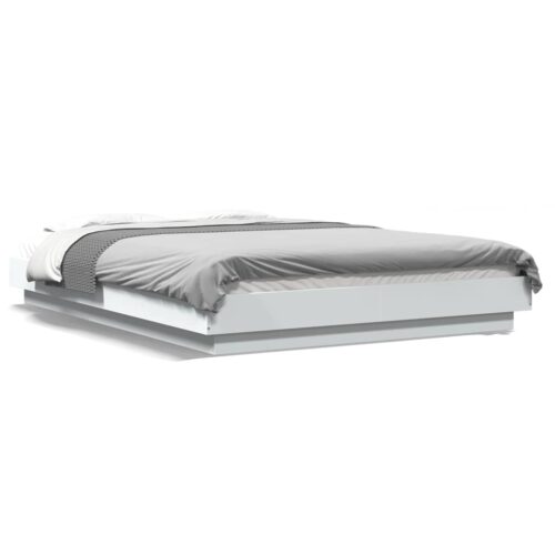 Bed Frame with LED Lights White 135x190cm