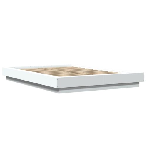 Bed Frame with LED Lights White 135x190cm - Image 2