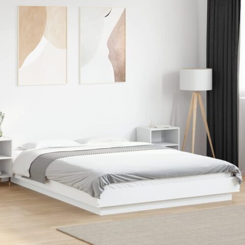 Bed Frame with LED Lights White 135x190cm - Image 4