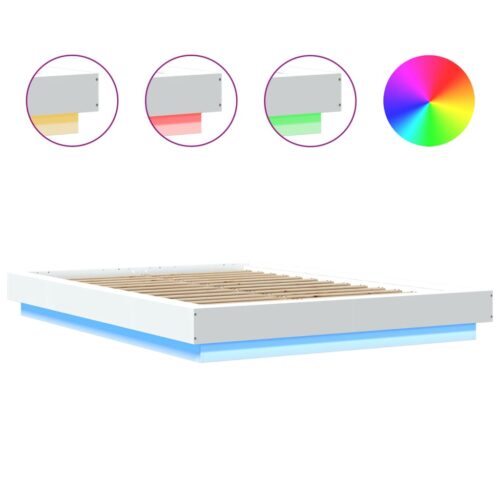 Bed Frame with LED Lights White 135x190cm - Image 8