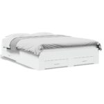 Bed Frame with Drawers White 135x190cm