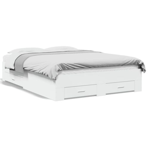 Bed Frame with Drawers White 135x190cm