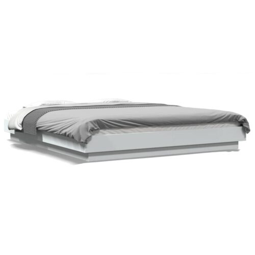 Bed Frame with LED Lights White 150x200cm
