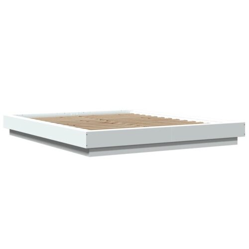 Bed Frame with LED Lights White 150x200cm - Image 2
