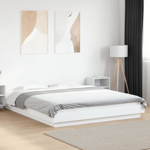 Bed Frame with LED Lights White 150x200cm - Image 4
