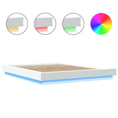 Bed Frame with LED Lights White 150x200cm - Image 8