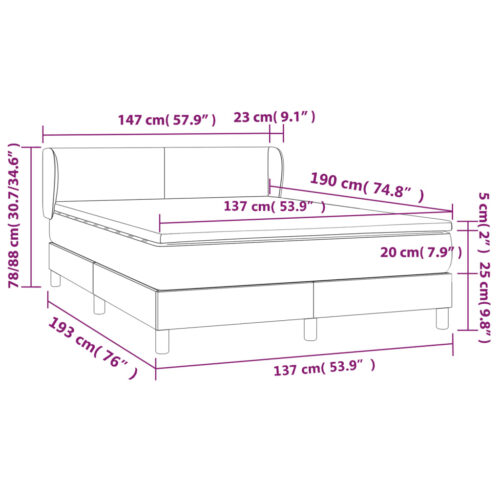 Box Spring Bed with Mattress Dark Grey 137x187cm Double Size Fabric - Image 11