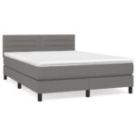 Box Spring Bed with Mattress Dark Grey 153x203cm Queen Size Fabric