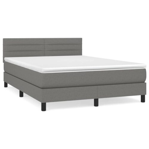 Box Spring Bed with Mattress Dark Grey 153x203cm Queen Size Fabric