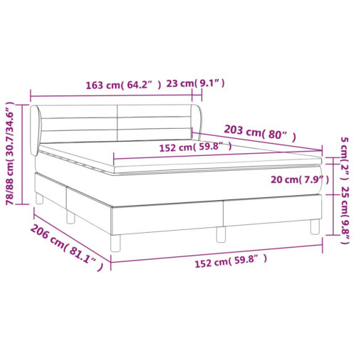 Box Spring Bed with Mattress Dark Grey 153x203cm Queen Size Fabric - Image 11